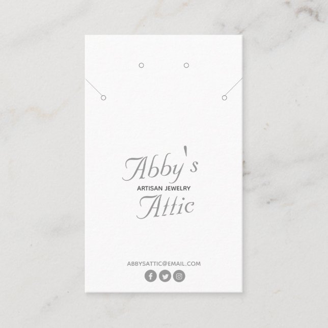 Modern Earring and Necklace Jewelry Display white Business Card (Front)