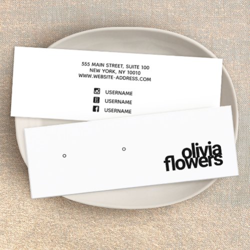 Modern Earring Bold Black and White Business Card