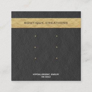 Modern Earring Display Three Pairs Gray Gold Square Business Card
