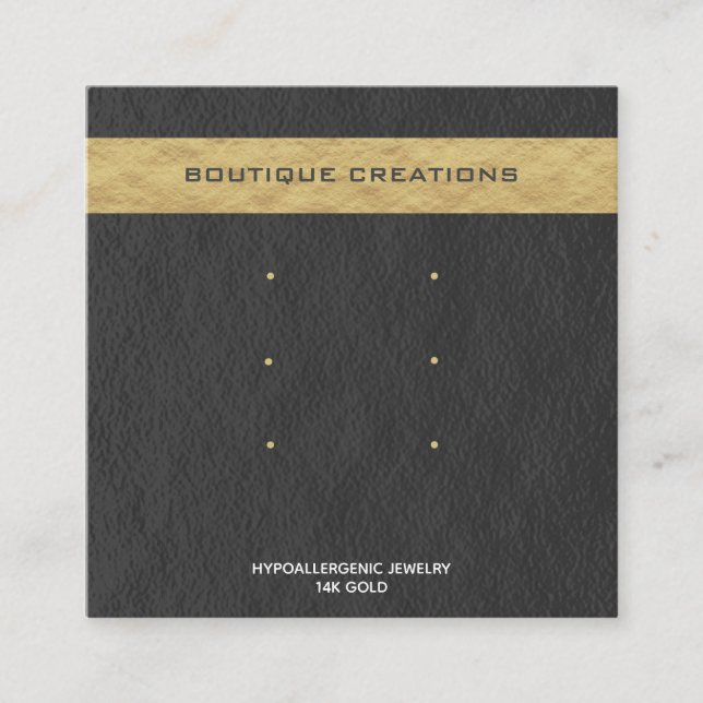 Modern Earring Display Three Pairs Gray Gold Square Business Card (Front)