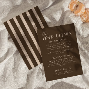 Modern Earth Brown Classy Fancy Wedding Details Enclosure Card