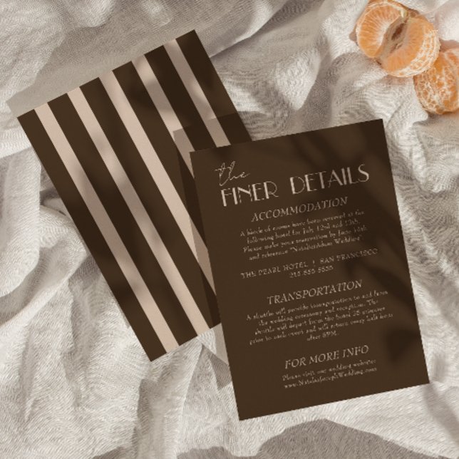 Modern Earth Brown Classy Fancy Wedding Details Enclosure Card (Creator Uploaded)