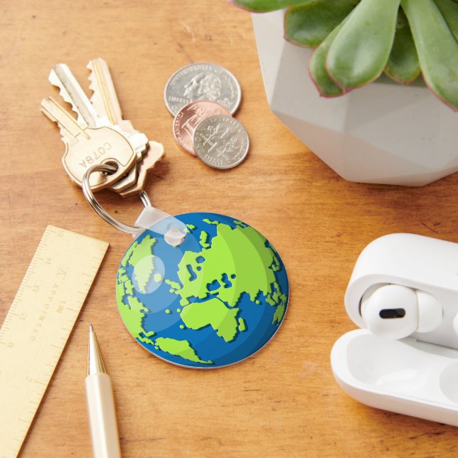 Modern Earth Globe Map – Wanderlust Travel Gift Keychain (Desk)