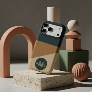Modern Earth Tone Colorblock Quiet Luxury Monogram iPhone 17 Pro Max Case