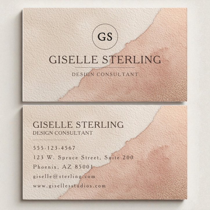 Modern Earth Tone Monogram Boho Terracotta Business Card