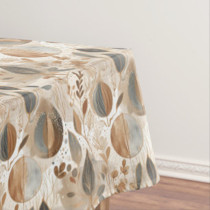 Modern Earth Tones Flowers and Leaves Tablecloth