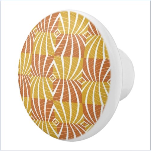 Modern Earth Tones Geometric Pattern Ceramic Knob