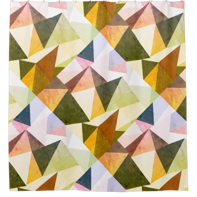 Modern Earth Tones Geometric Pyramids Shower Curtain (Front)