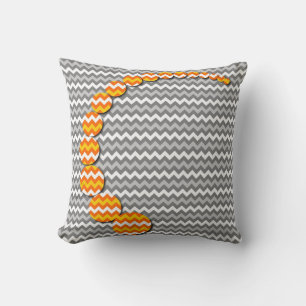 Modern Earth Yellow Gray Chevron Zigzag Pattern Throw Pillow