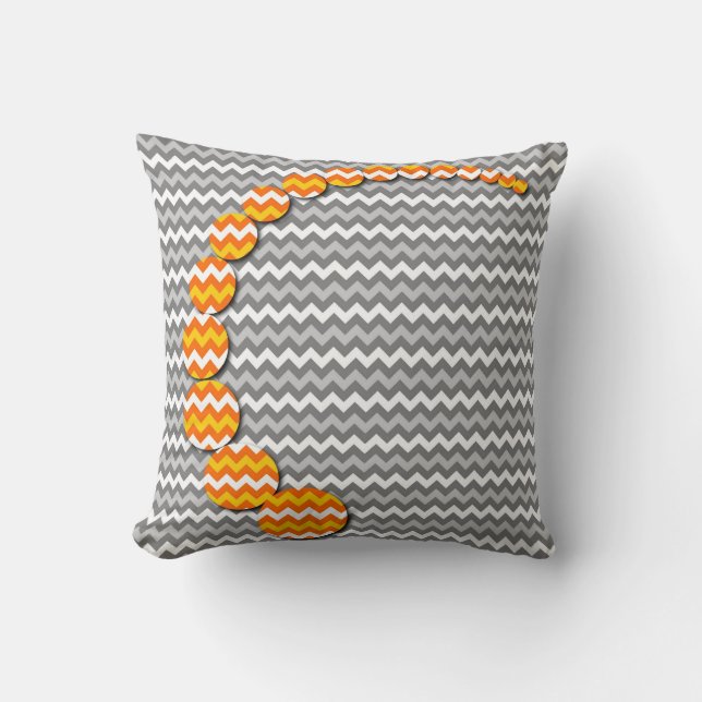 Modern Earth Yellow Gray Chevron Zigzag Pattern Throw Pillow (Front)
