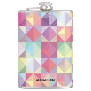 Modern Earthtone Geometric Pattern With Name Flask