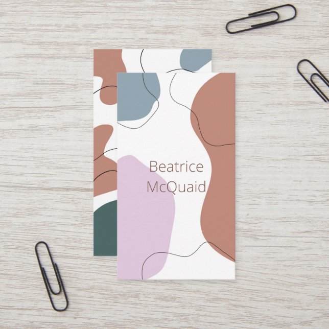 Modern Earthy Abstract Paint Shapes Business Card (Front/Back In Situ)