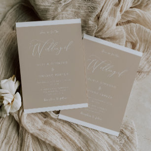 Modern Earthy Beige Elegant Wedding Invitation