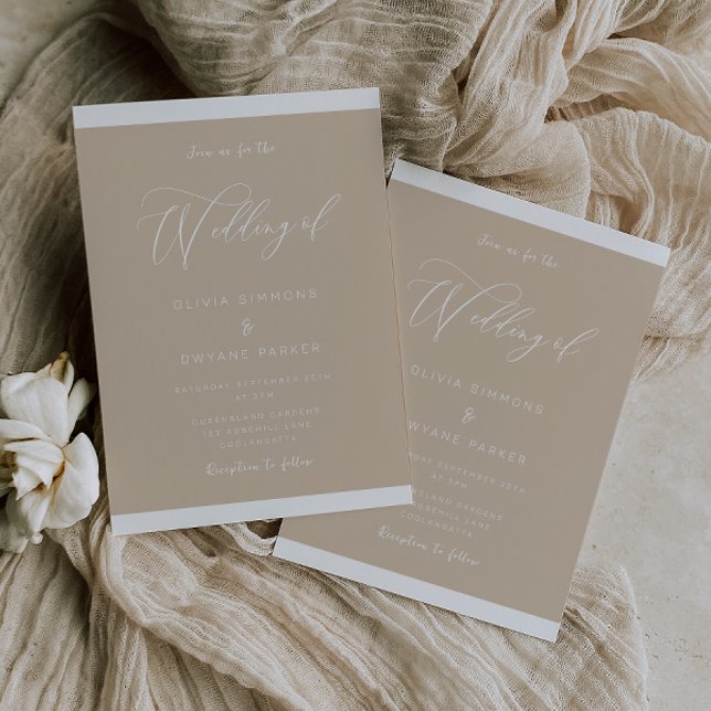 Modern Earthy Beige Elegant Wedding Invitation (Creator Uploaded)