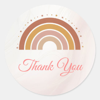 Modern Earthy Boho Rainbow Baby Shower Thank You Classic Round Sticker