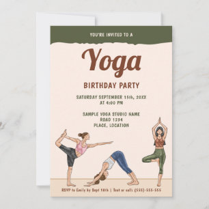 Modern Earthy Boho Yoga Women Birthday Party Invitation