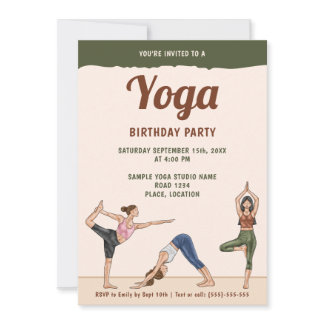 Modern Earthy Boho Yoga Women Birthday Party Invitation