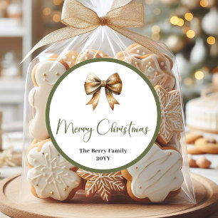 Modern Earthy Christmas Custom Family Name Sticker