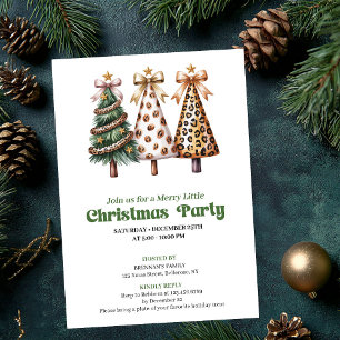 Modern earthy Christmas tree leopard design invite