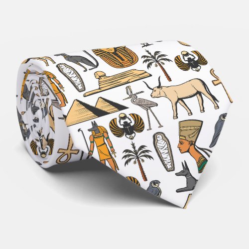 Modern Earthy Egyptian Artwork Pattern  Neck Tie