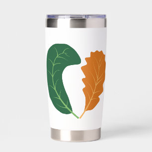 Modern Earthy Heart Leaves Canvas Insulated Tumbler