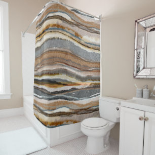 Modern Earthy Neutral Agate Stripes Shower Curtain