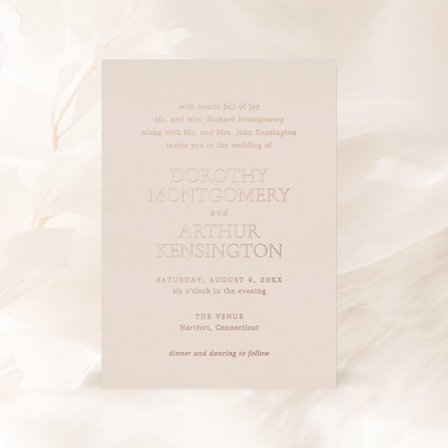 Modern Earthy Neutral Elegant Wedding Foil Invitation (Creator Uploaded)