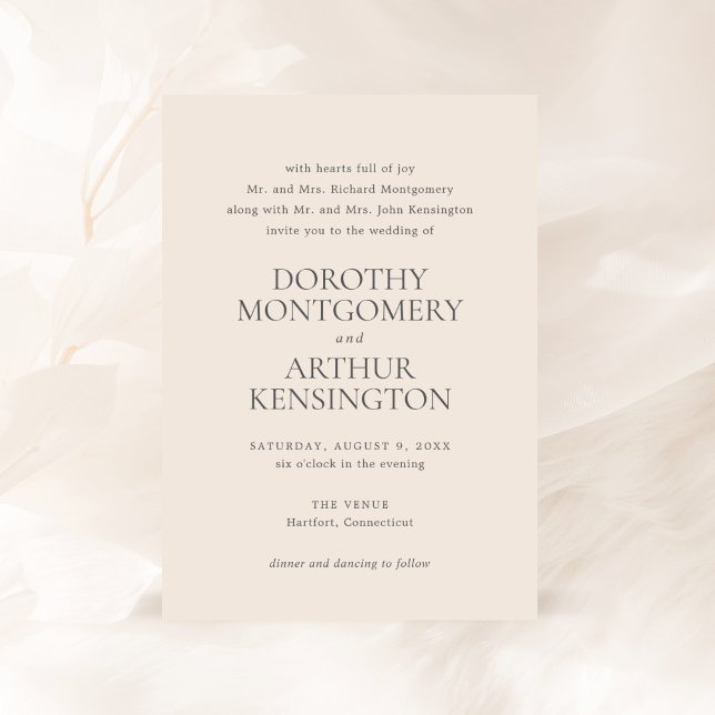 Modern Earthy Neutral Elegant Wedding Invitation (Creator Uploaded)