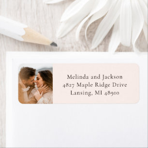 Modern Earthy Neutral Photo Wedding Label