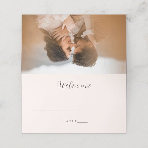 Modern Earthy Neutral Photo Wedding Place Card