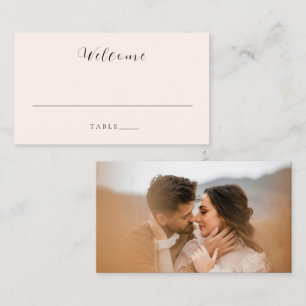 Modern Earthy Neutral Photo Wedding Place Card
