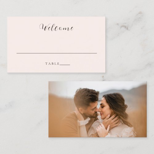 Modern Earthy Neutral Photo Wedding Place Card