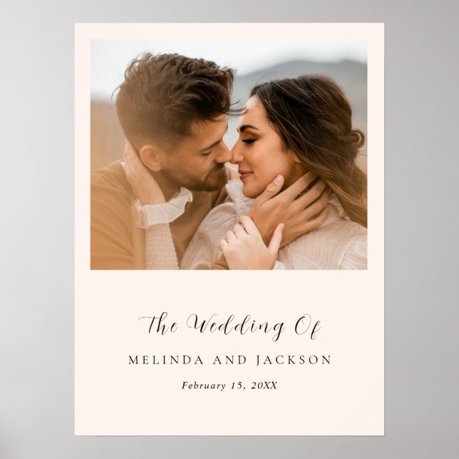 Modern Earthy Neutral Photo Wedding Poster (Front)