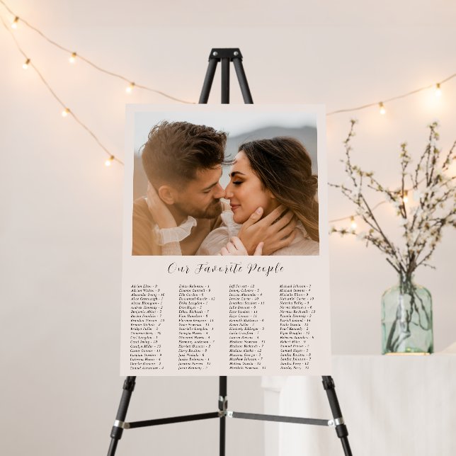 Modern Earthy Neutral Photo Wedding Seating Chart Foam Board (In Situ (Stand))