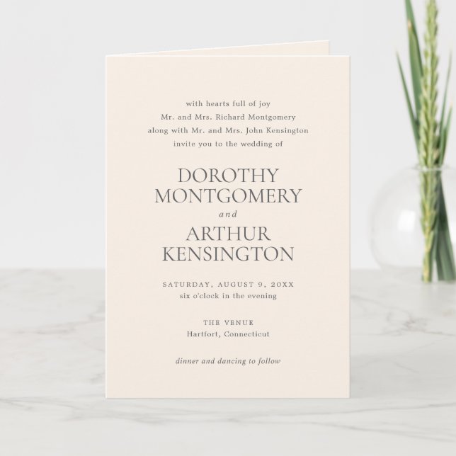 Modern Earthy Neutral QR Code Elegant Wedding Invitation (Front)
