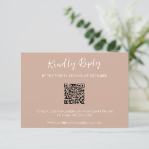 Modern Earthy Neutral QR Code Simple Wedding RSVP Card