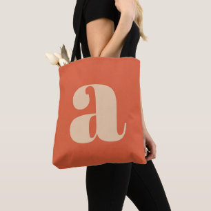 Modern Earthy Orange Bold Retro Monogram Initial Tote Bag