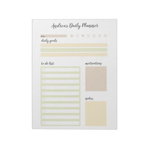 Modern Earthy Personalized Daily Planner Notepad