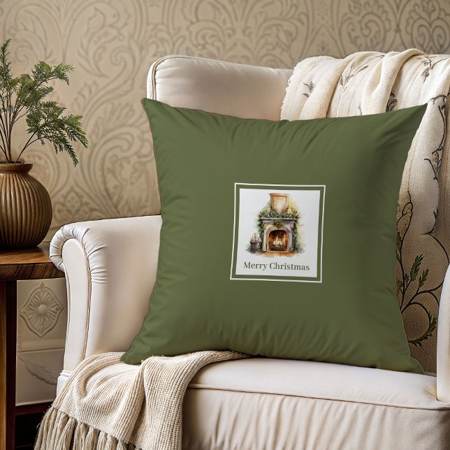 Modern earthy script family name Christmas gift   Throw Pillow (Modern earthy script family name Christmas gift pillow

)