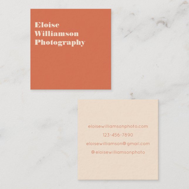 Modern Earthy Terracotta Orange Professional Bold Square Business Card (Front/Back)