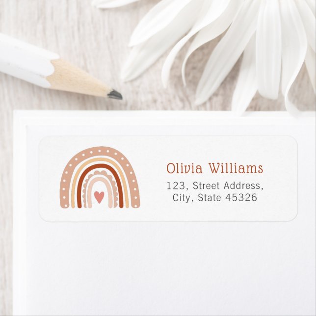 Modern Earthy Tone Boho Rainbow Return Address  Label (Insitu)