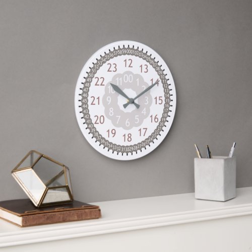 Modern Earthy Tone with 24_Hour and Minute Markers Large Clock