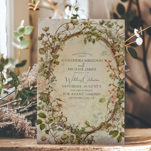 Modern Earthy Tones Boho Floral Wedding Invitation