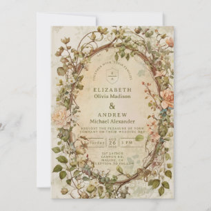 Modern Earthy Tones Boho Floral Wedding Invitation