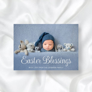 Modern Easter Blessings Photo Holiday Card