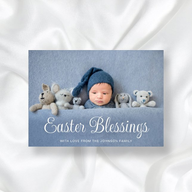 Modern Easter Blessings Photo Holiday Card (Modern Easter Blessings Photo Holiday Card)