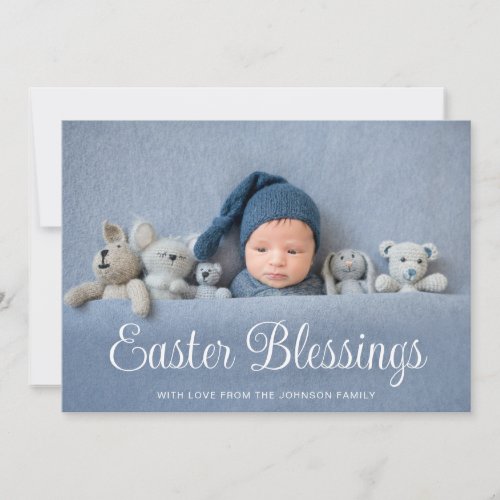 Modern Easter Blessings Photo Holiday Card