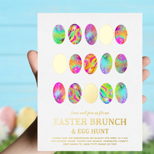 Modern Easter Brunch and Egg Hunt Gold Foil Invitation