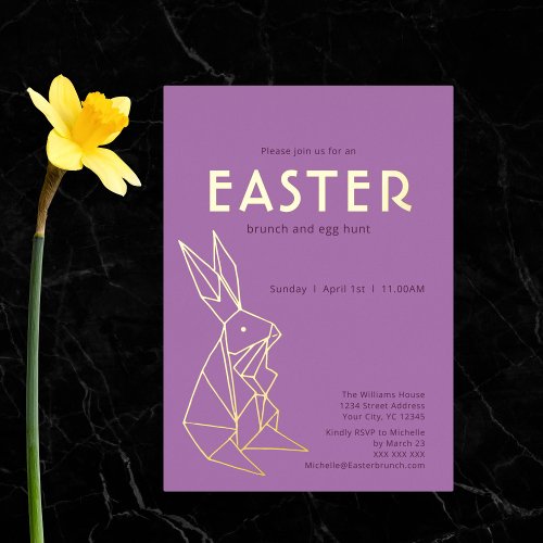 Modern Easter Brunch Gold Foil Invitation