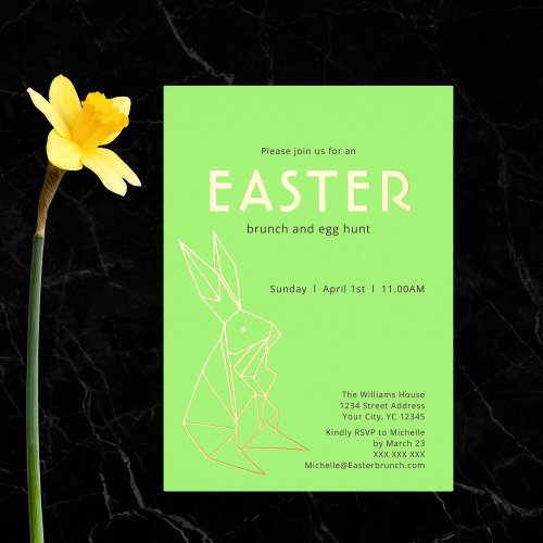 Modern Easter Brunch Gold Foil Invitation